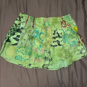 Patchwork Lime Green Lightweight Shorts